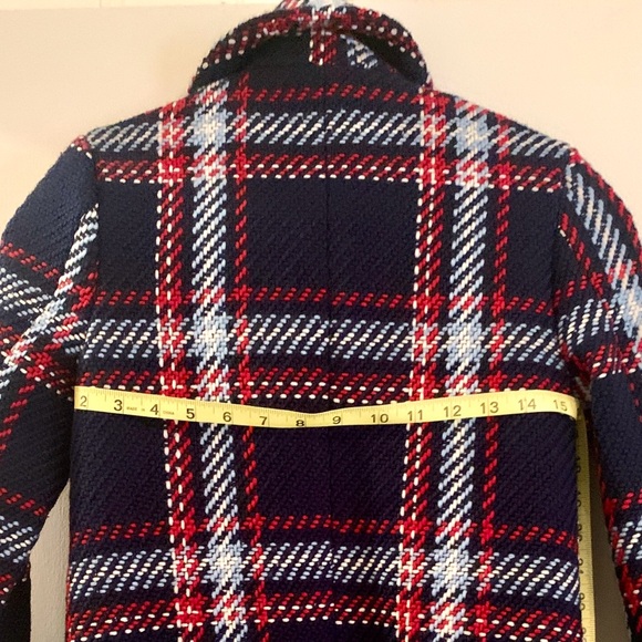 English Factory Navy Blue Plaid Coat - Picture 9 of 11